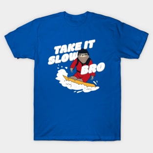 Take it Slow Bro - Funny Snowboarding Sloth T-Shirt